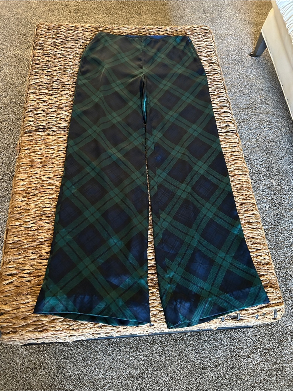 Lauren Ralph Lauren Green and Black Plaid Wide-Leg Pants